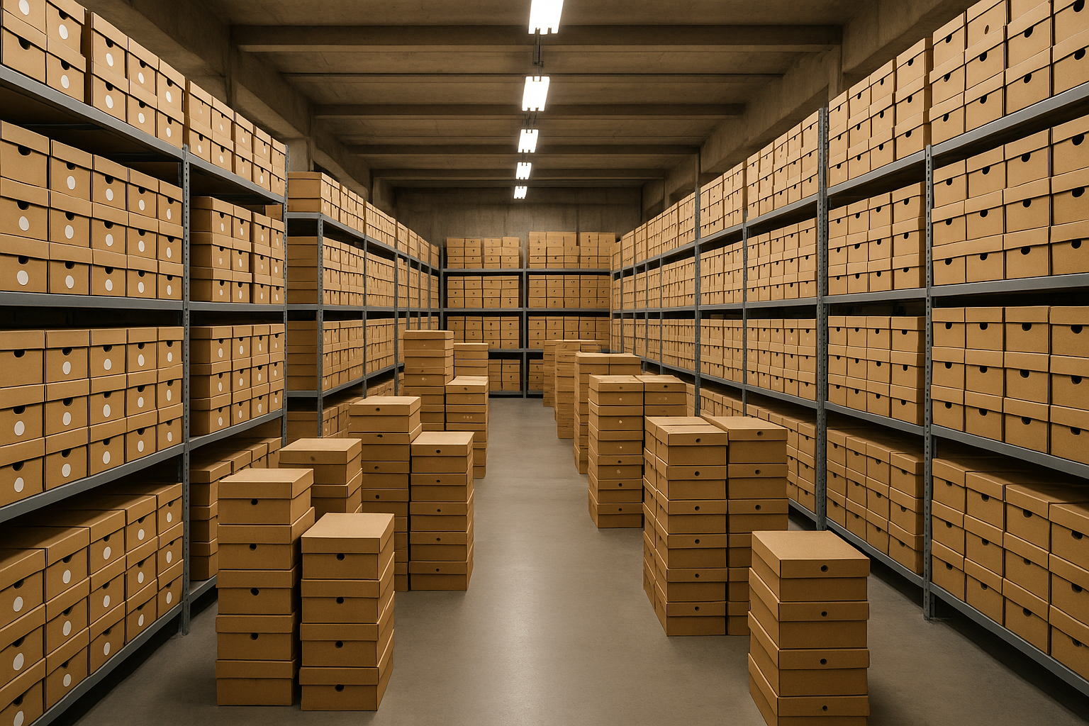 a storeroom full of shoe boxes